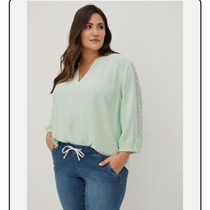 Torrid Mint Green Women's Top with Lace Detail Size 0